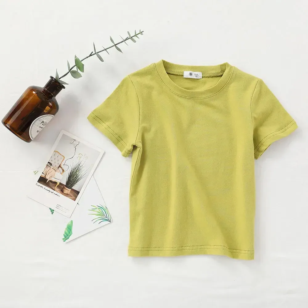 2-7T Toddler Kid Tshirt Summer Cotton Baby Boy Girls Clothes Short Sleeve Tee Top Casual Infant T Shirt Childrens Outfit