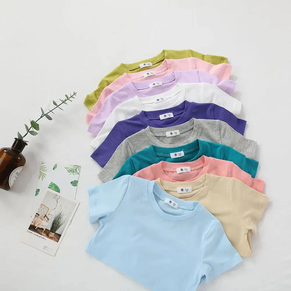 2-7T Toddler Kid Tshirt Summer Cotton Baby Boy Girls Clothes Short Sleeve Tee Top Casual Infant T Shirt Childrens Outfit