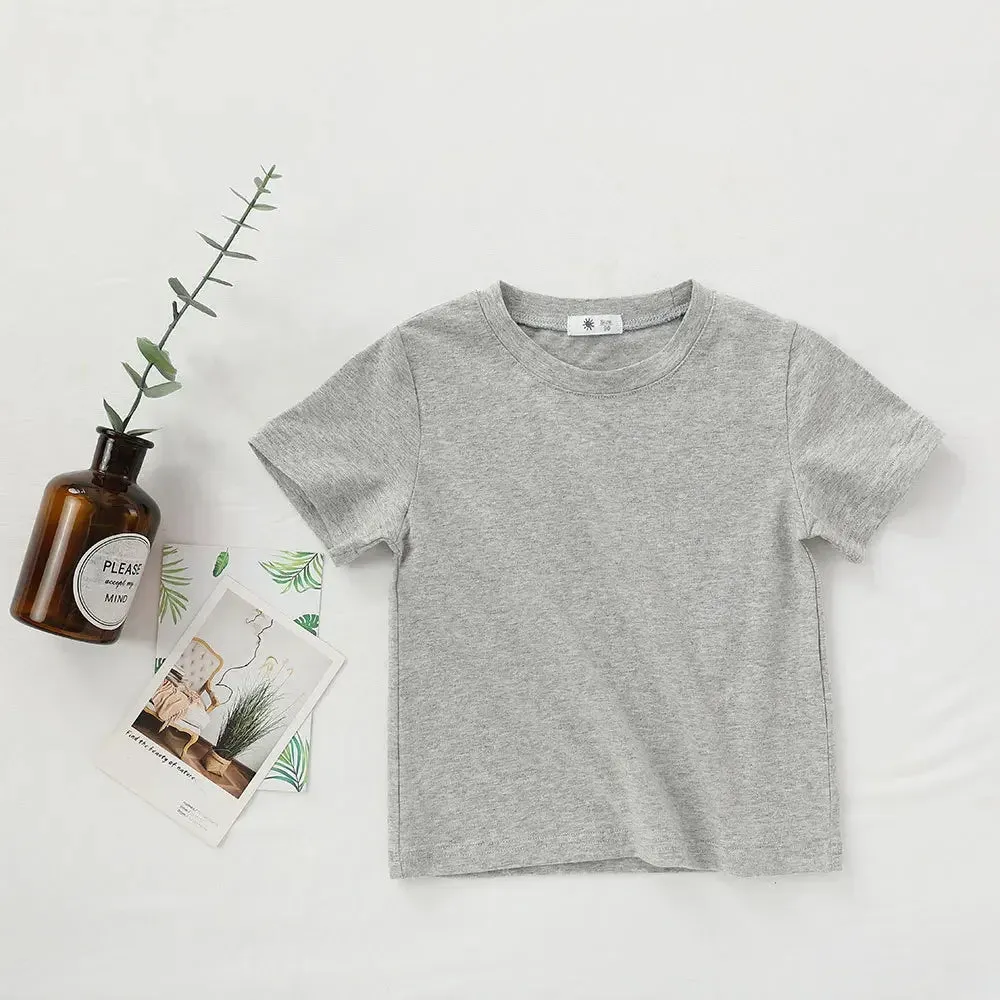 2-7T Toddler Kid Tshirt Summer Cotton Baby Boy Girls Clothes Short Sleeve Tee Top Casual Infant T Shirt Childrens Outfit