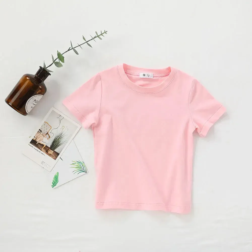 2-7T Toddler Kid Tshirt Summer Cotton Baby Boy Girls Clothes Short Sleeve Tee Top Casual Infant T Shirt Childrens Outfit