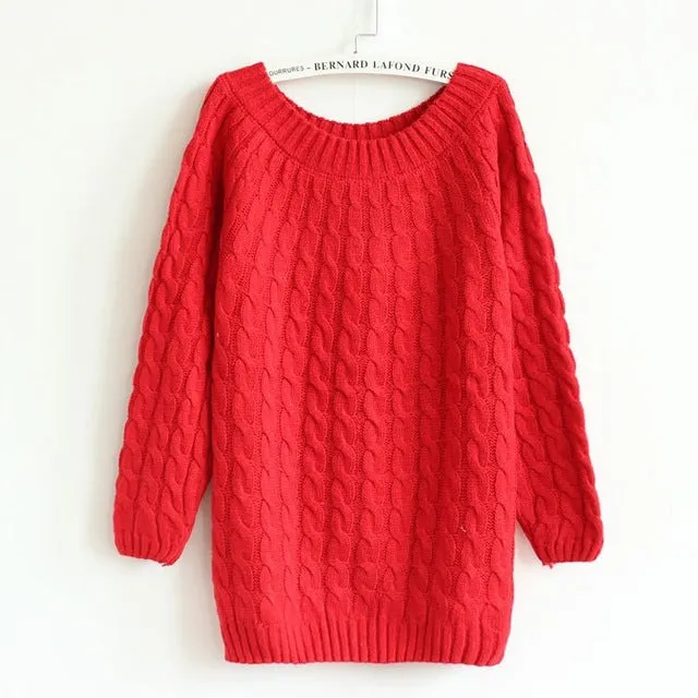 9 Colours Women Sweater Pullovers Fashion Casual Long Sleeve O-neck Twist Knitted Christmas Sweter Casacos Femininos