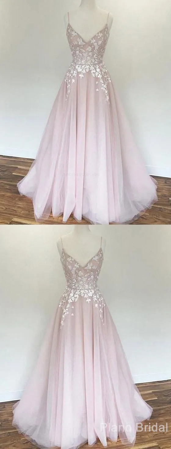 Appliques Prom Dresses, Pink Prom Dresses, Prom Dresses, A Line Prom Dresses, Long Long Prom Dresses