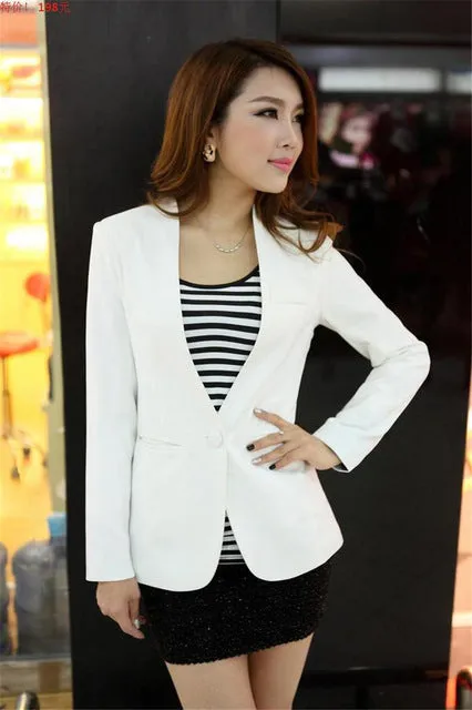 Autumn Women Blazers And Jackets Candy Color Jacket Long Sleeve Slim Suit One Button Women Jacket big Size S-2XL Blazer C1776