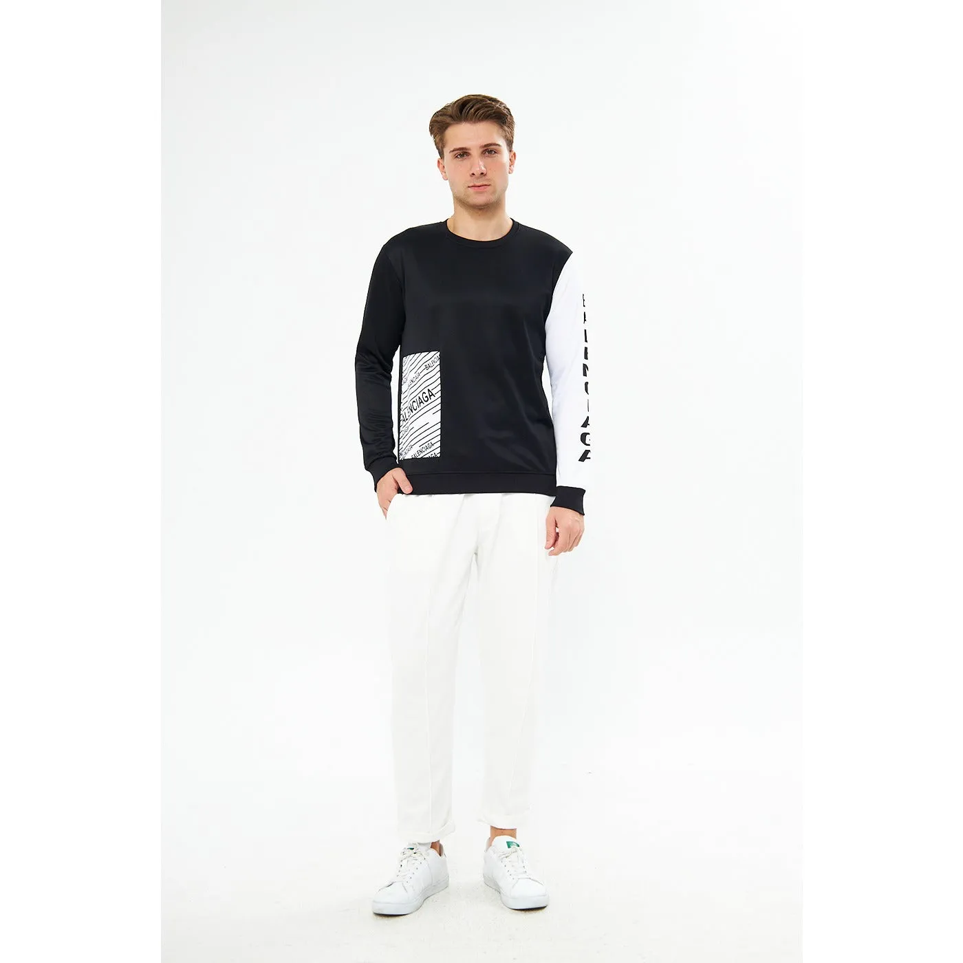 BGA Black Sleeves Contrast Sweatshirt