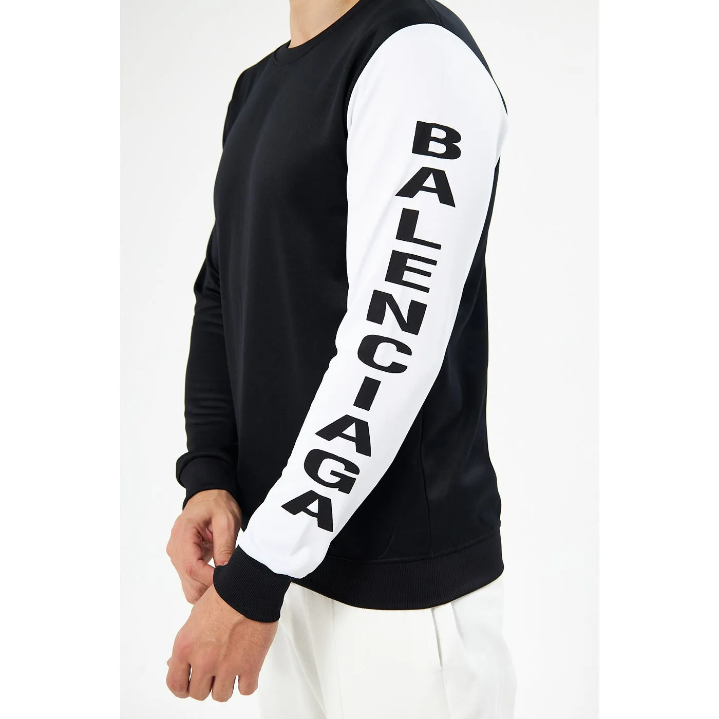 BGA Black Sleeves Contrast Sweatshirt