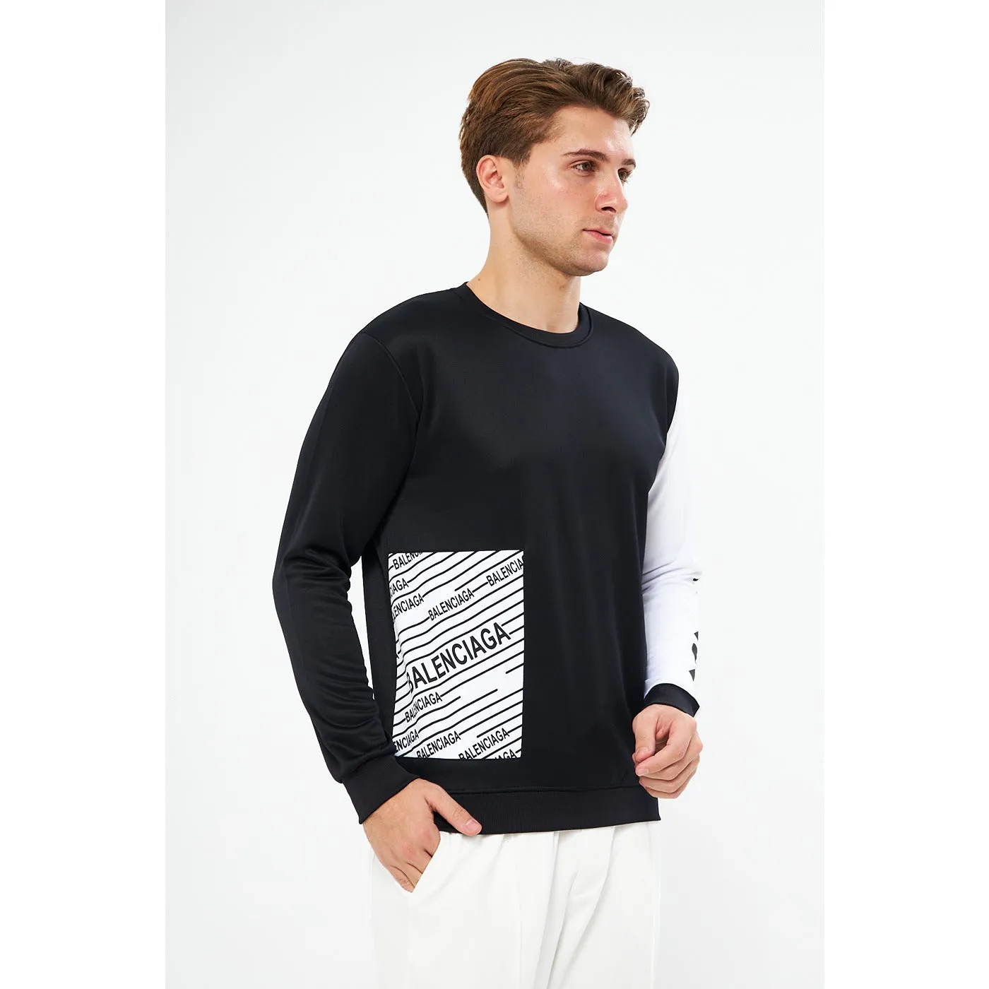 BGA Black Sleeves Contrast Sweatshirt