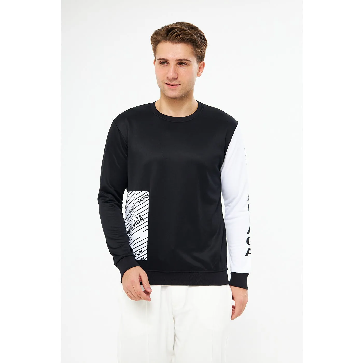 BGA Black Sleeves Contrast Sweatshirt