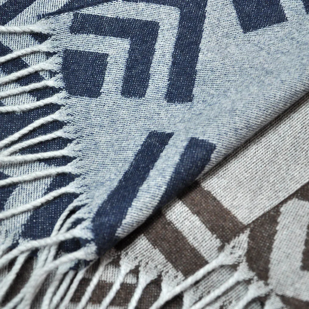 Big Geo's Wool Scarf in Brown & Blue