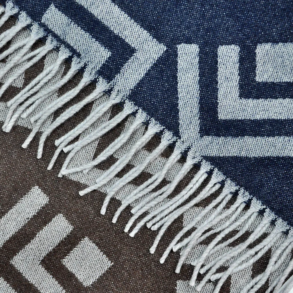 Big Geo's Wool Scarf in Brown & Blue