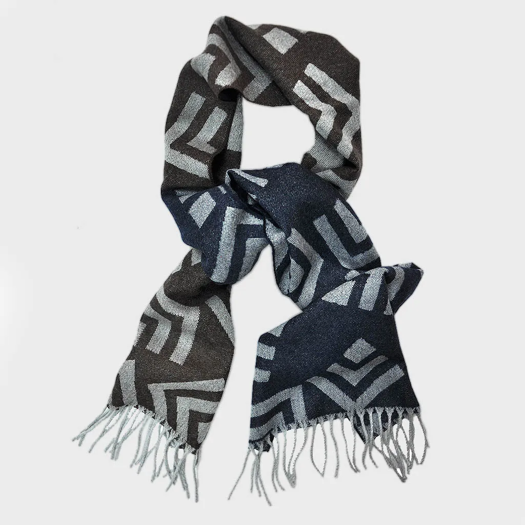 Big Geo's Wool Scarf in Brown & Blue