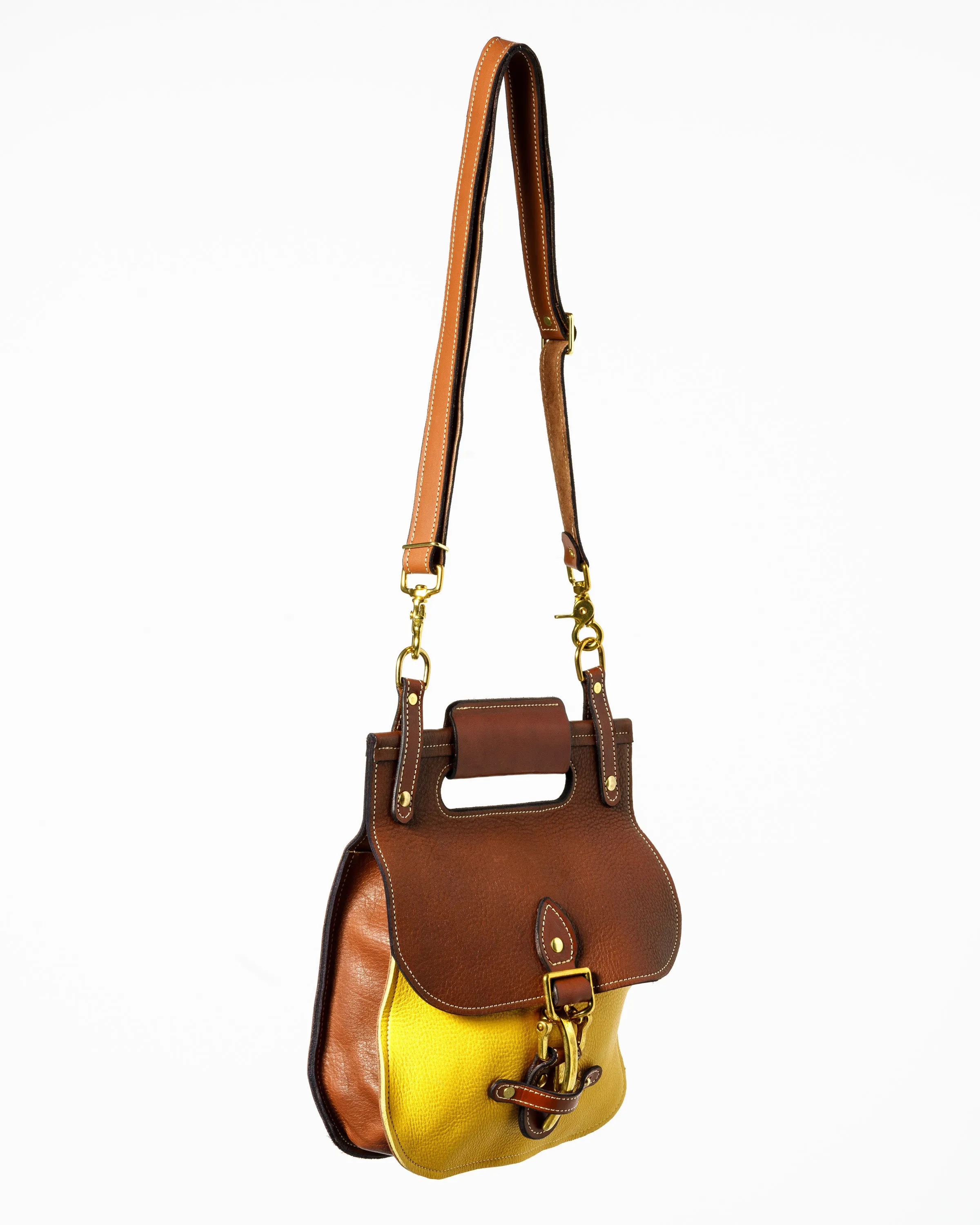 Billy Sunday Chestnut & Yellow Leather Cross-Body Saddlebag