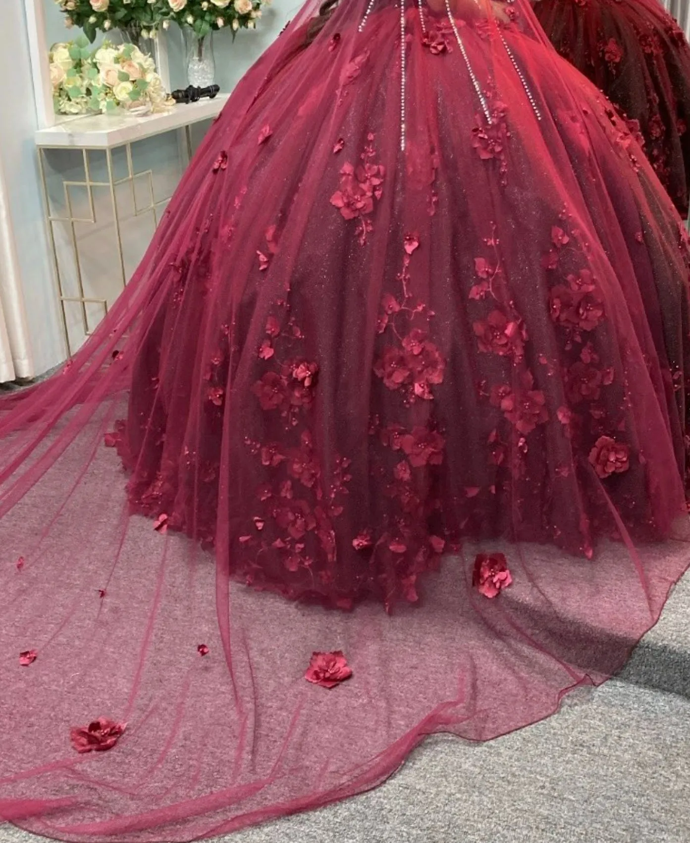 Black Quinceanera Dresses with Flowers Long Sweet 16 Dresses