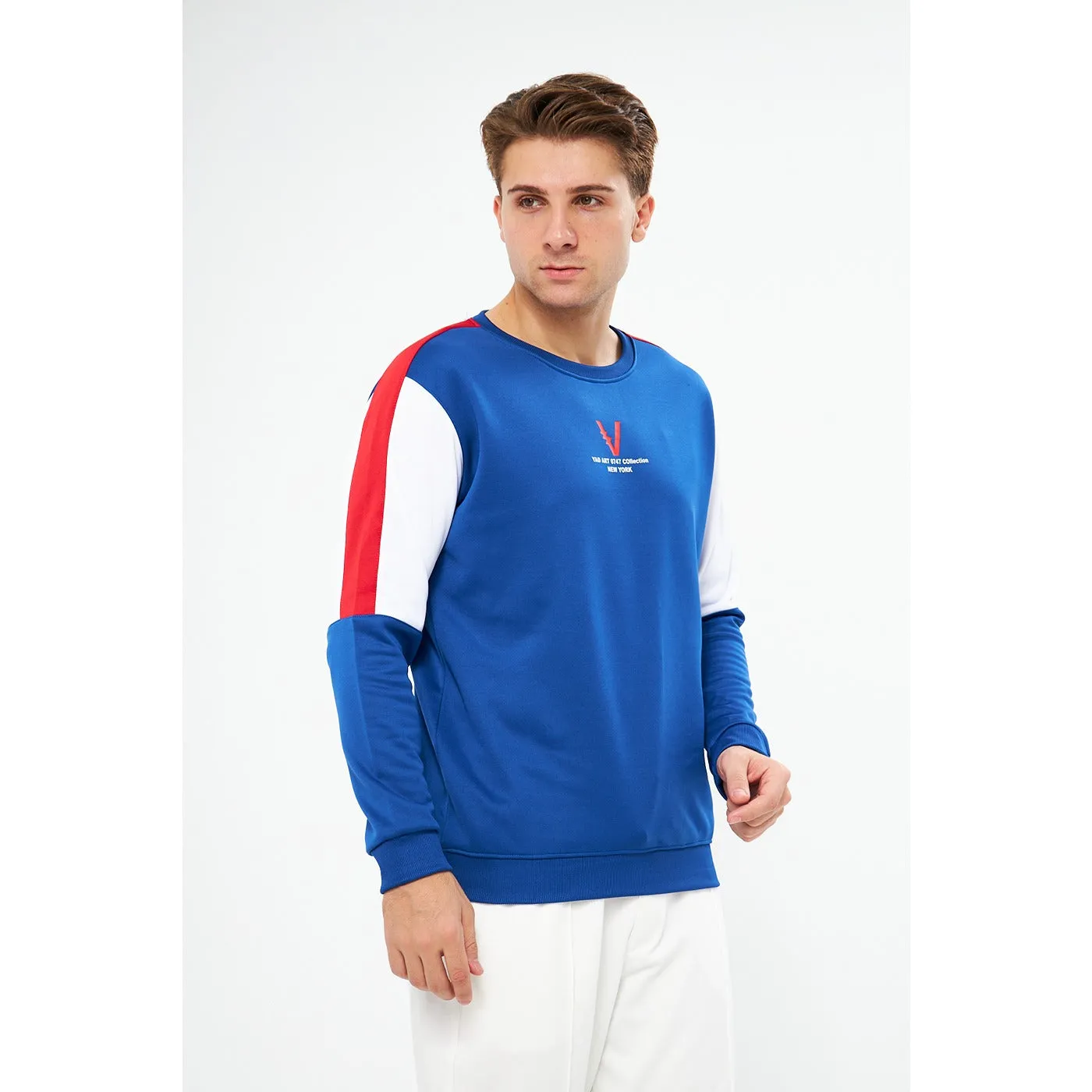 Blue Colourblock Sweatshirt