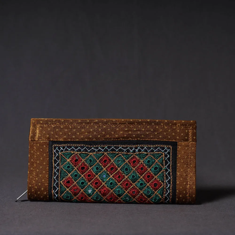 Brown - Kutchi Embroidery Mirror Work Clutch