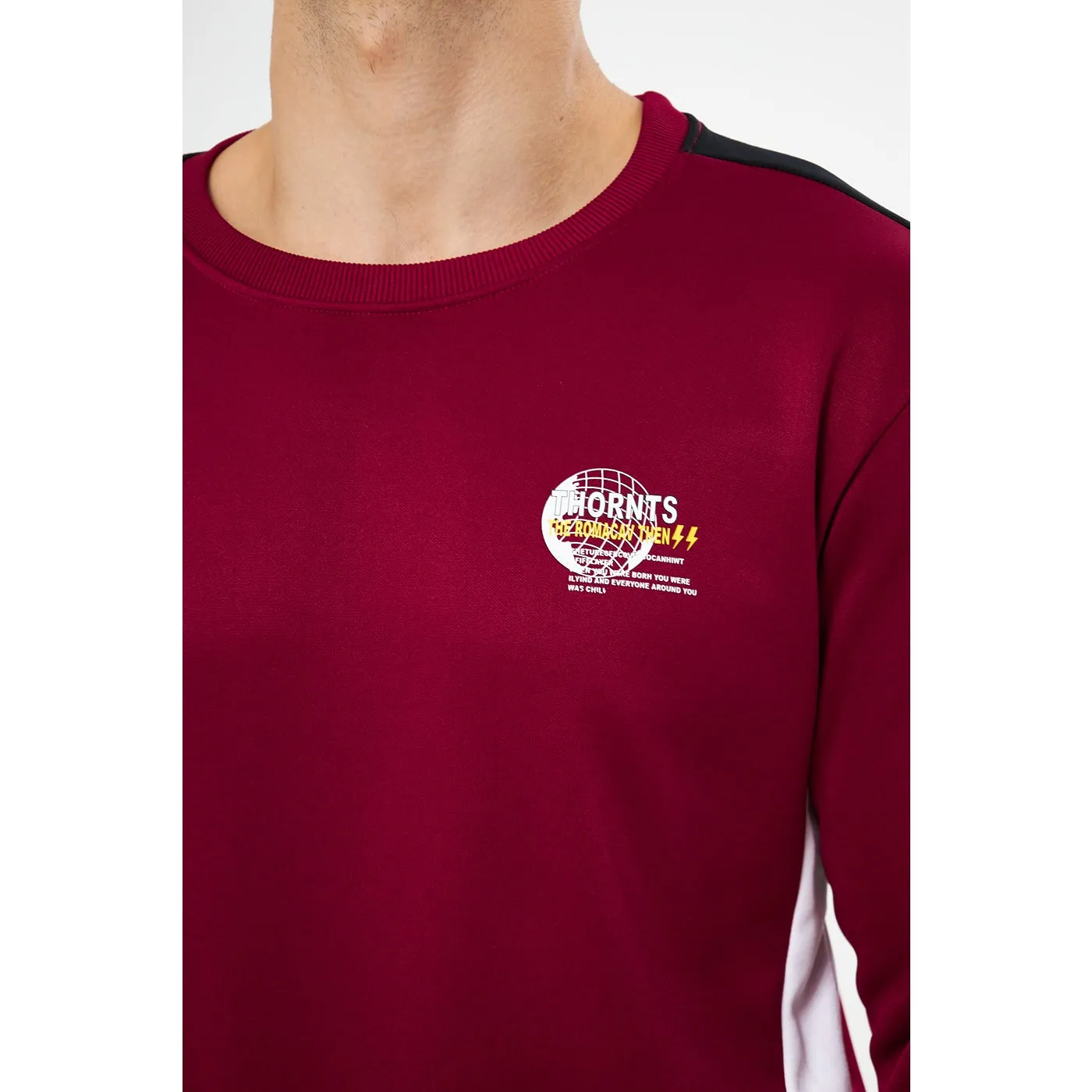 Burgundy Stripe Crew Neck Sweatshirt