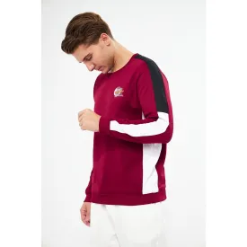 Burgundy Stripe Crew Neck Sweatshirt