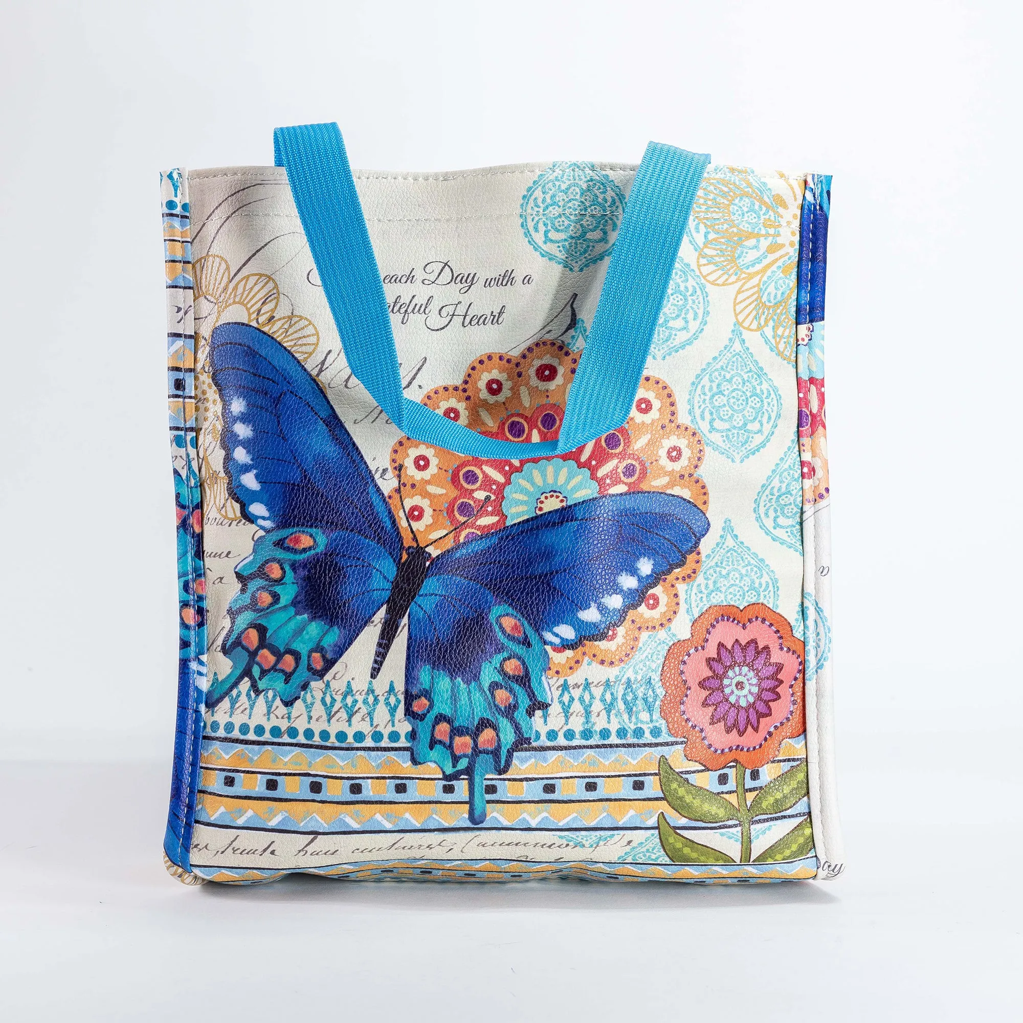 Butterfly Print Bible Study Tote Bag - "Grateful Heart"