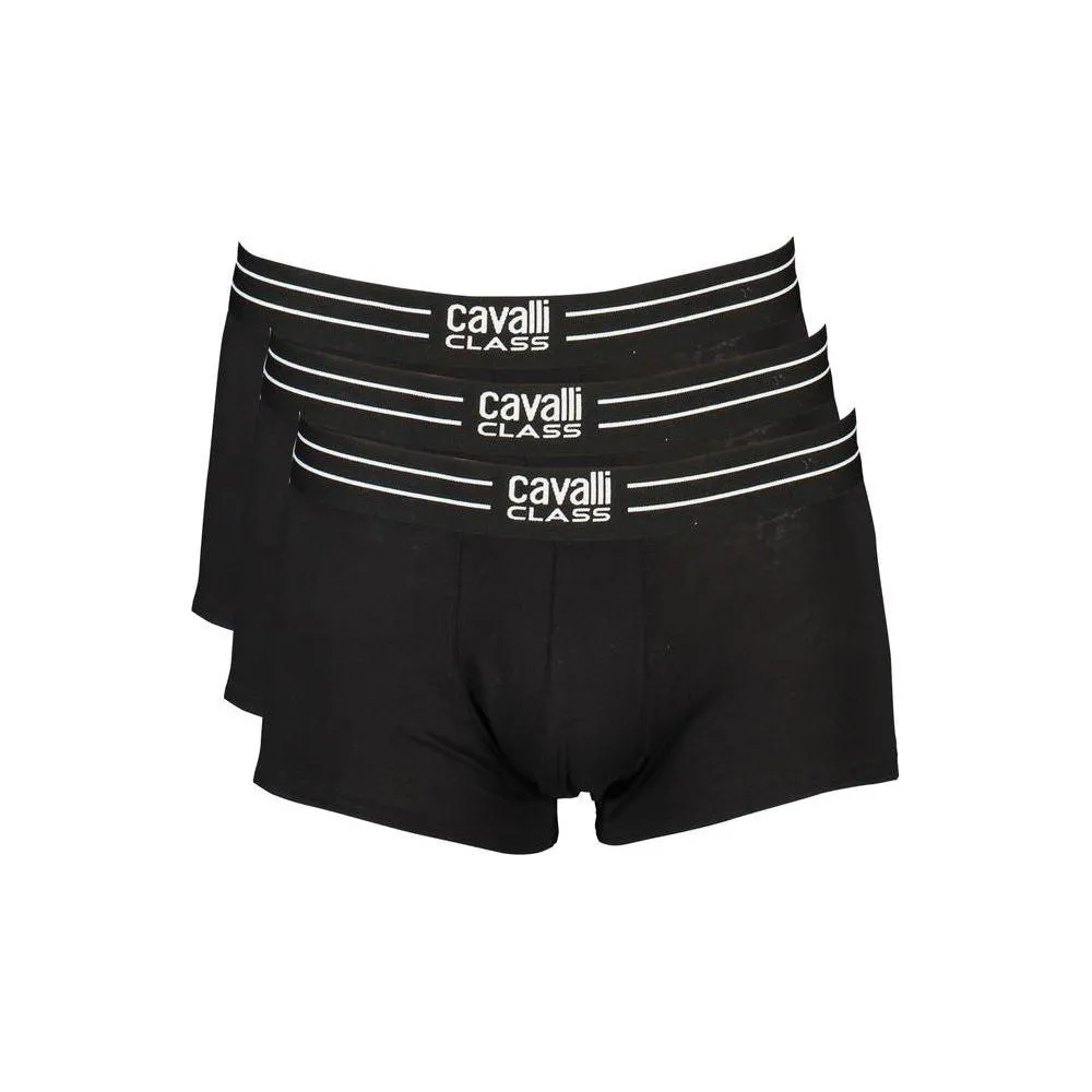 Cavalli Class Black Cotton Underwear