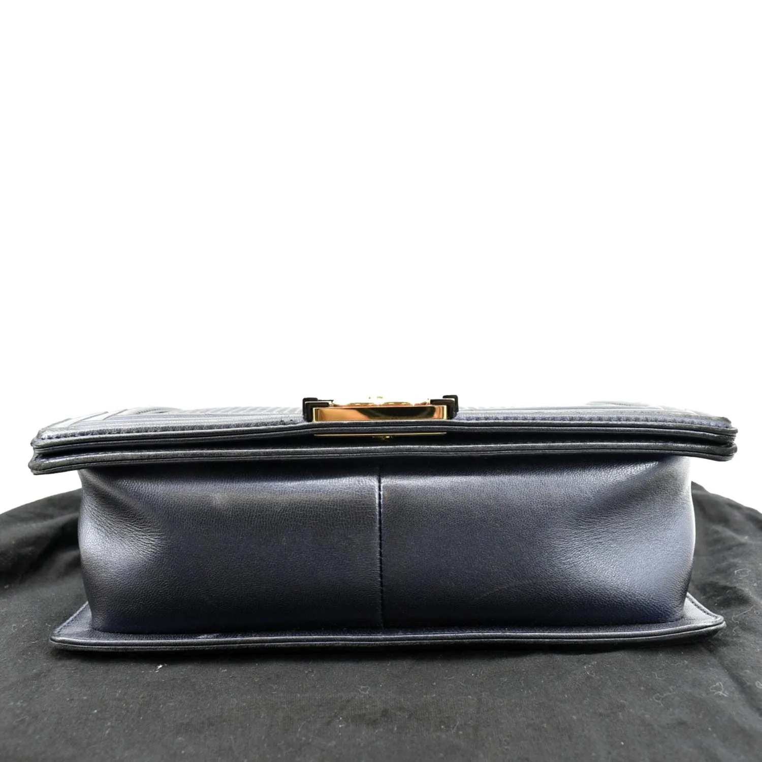 CL Medium Boy Flap Cube Embossed Leather Shoulder Bag Navy Blue