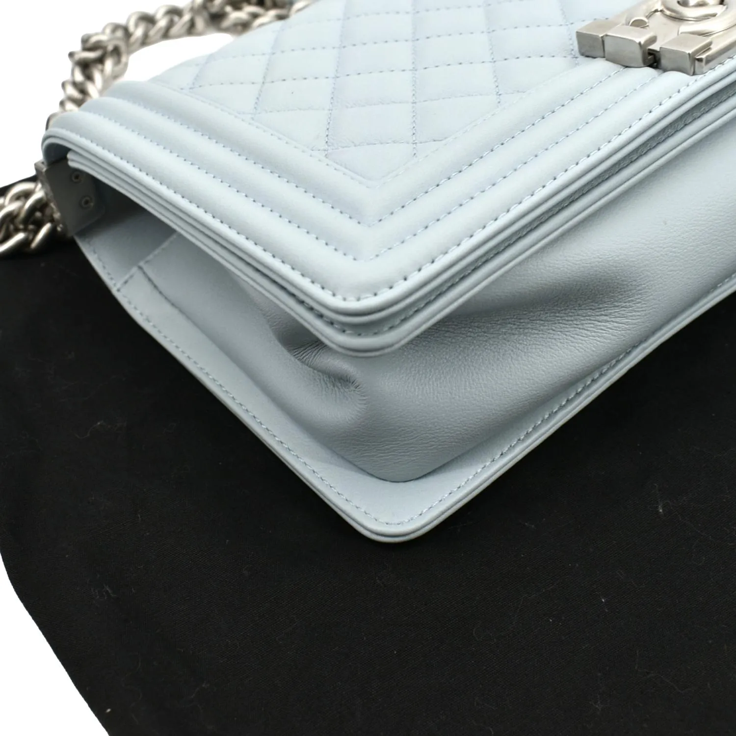 CL Medium Boy Flap Quilted Leather Shoulder Bag Light Blue