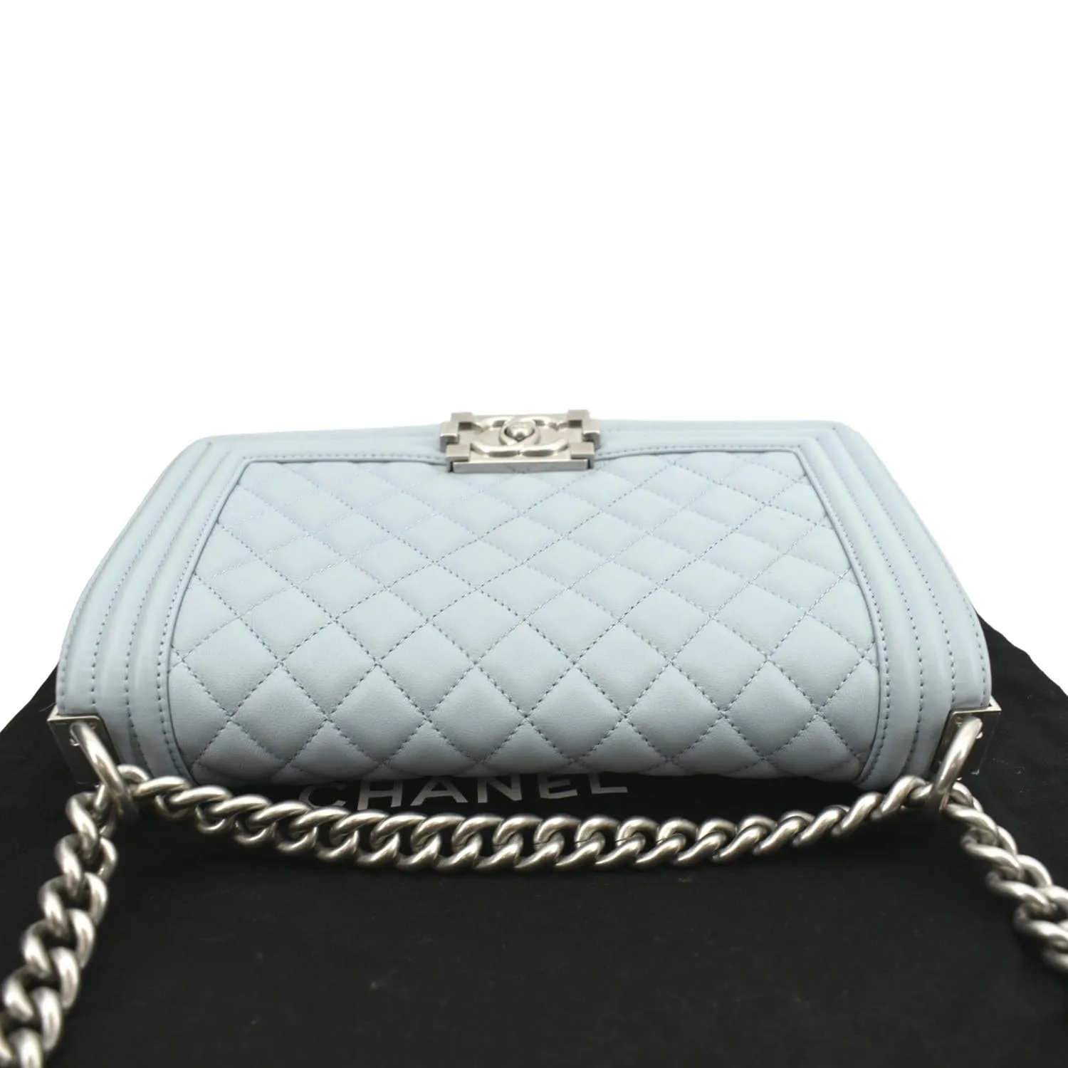 CL Medium Boy Flap Quilted Leather Shoulder Bag Light Blue