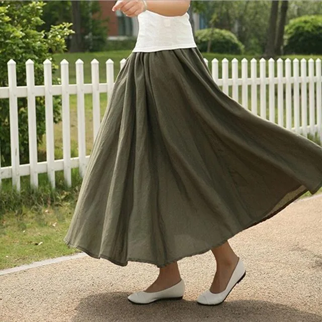 Cotton and Linen Maxi Skirts