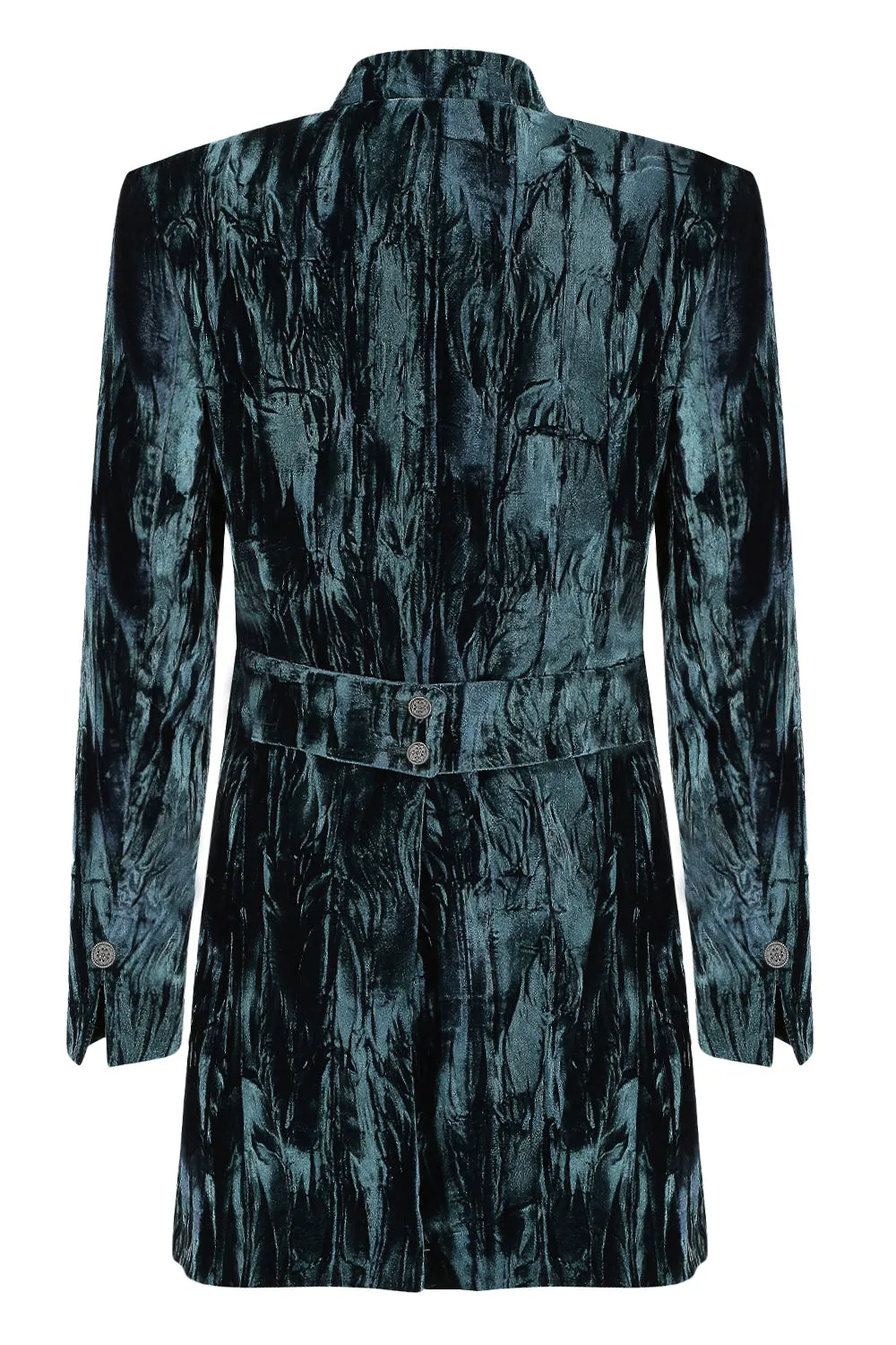 Dark Teal Crushed Velvet Jacket - Zoe