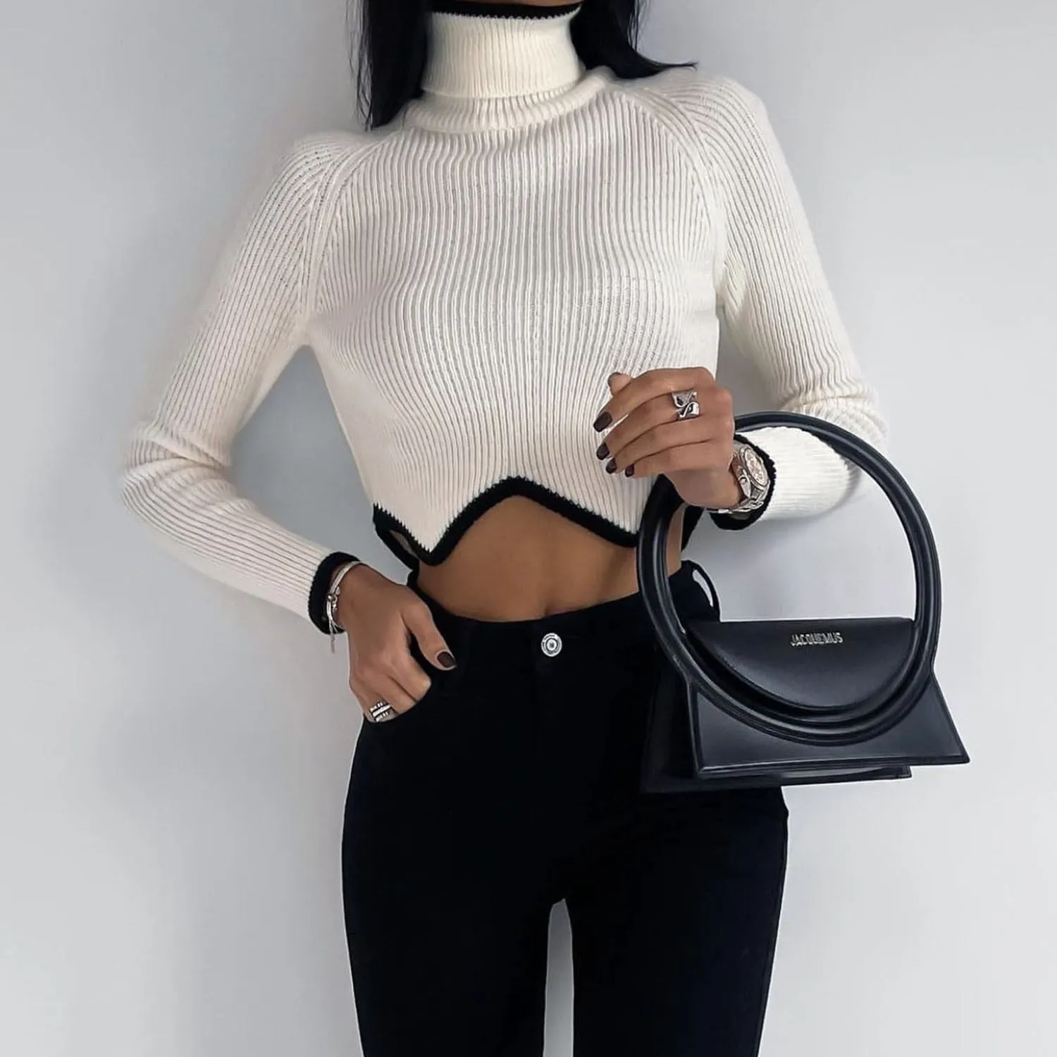 deanwangkt Turtleneck Crop Sweater Women Fashion Christmas Sweaters Winter Solid Knitted Long Sleeve Slim Pullovers Jumpers Knitwears