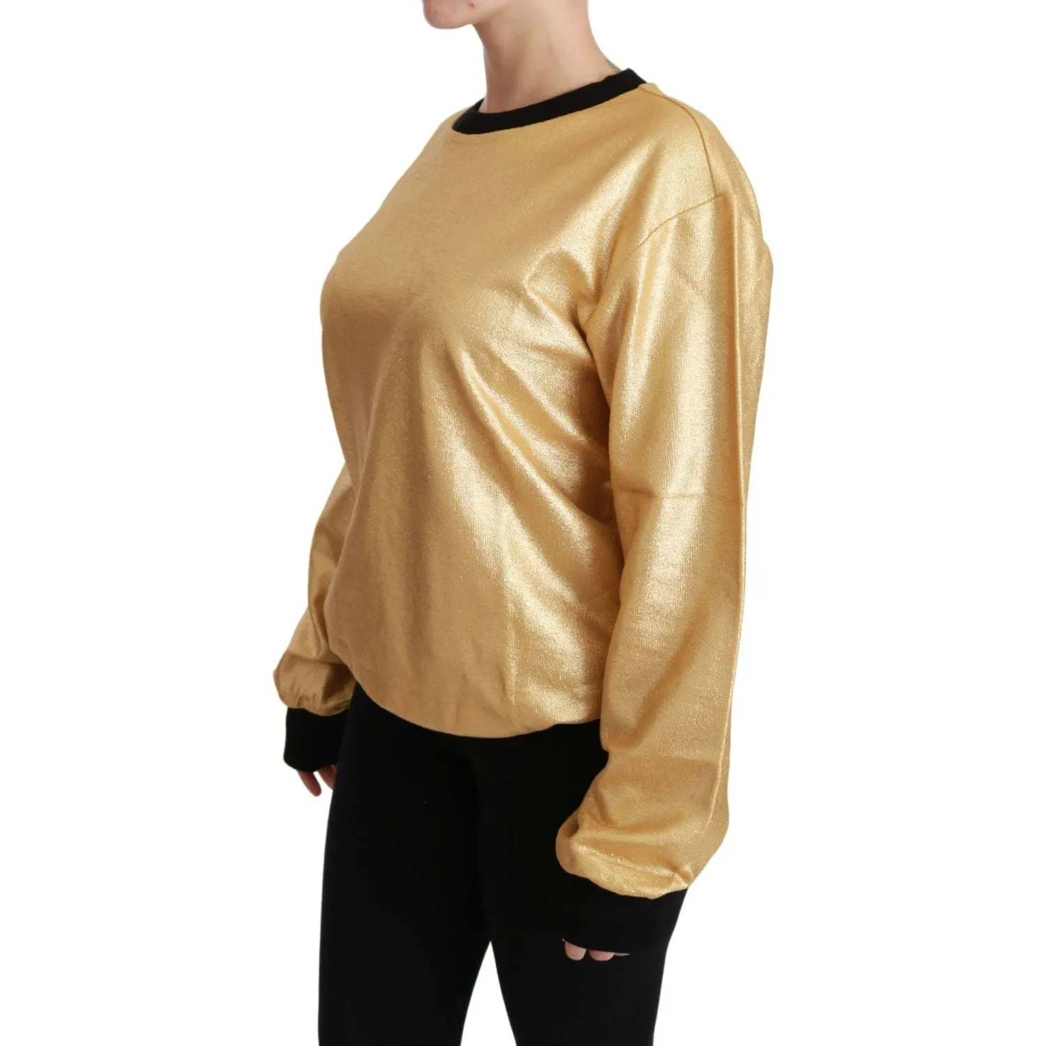 Dolce & Gabbana Elegant Gold Crew Neck Cotton Sweater