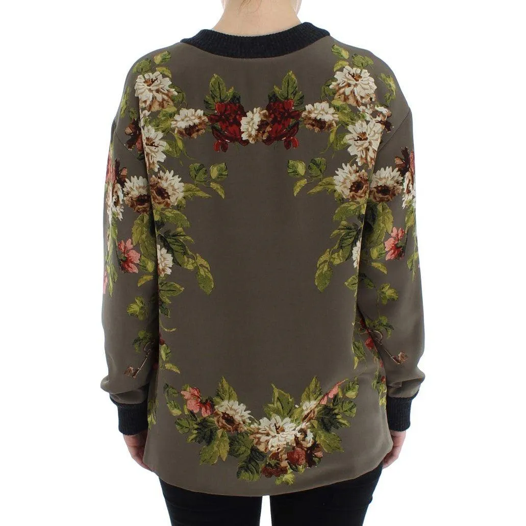 Dolce & Gabbana Enchanted Sicily Silk Crewneck Blouse