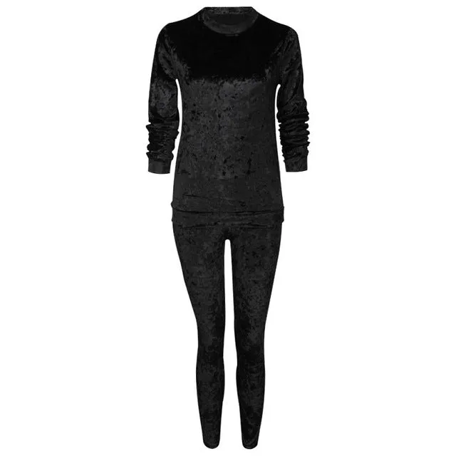 EIFFTER Sexy Women Suits New Autumn Winter Fashion Velvet Long Sleeve Women 2 Piece Set Slim Pants Suits Hoodies Sets 0226