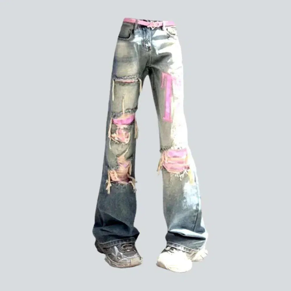 Flared y2k jeans
 for ladies