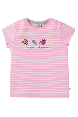 Frugi Camille Applique T Shirt Stripe Bee