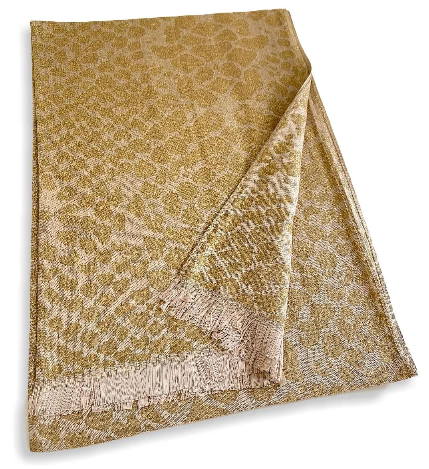 GOLD SPARKLY METALLIC LEOPARD PRINT EVENING SHAWL SCARF