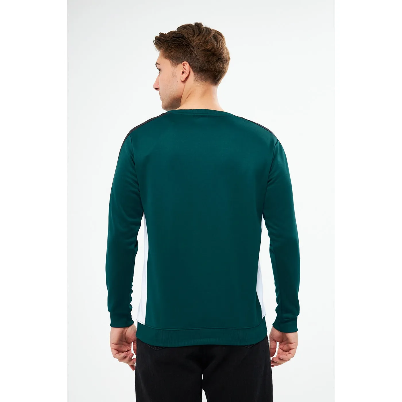 Green Stripe Crew Neck Sweatshirt