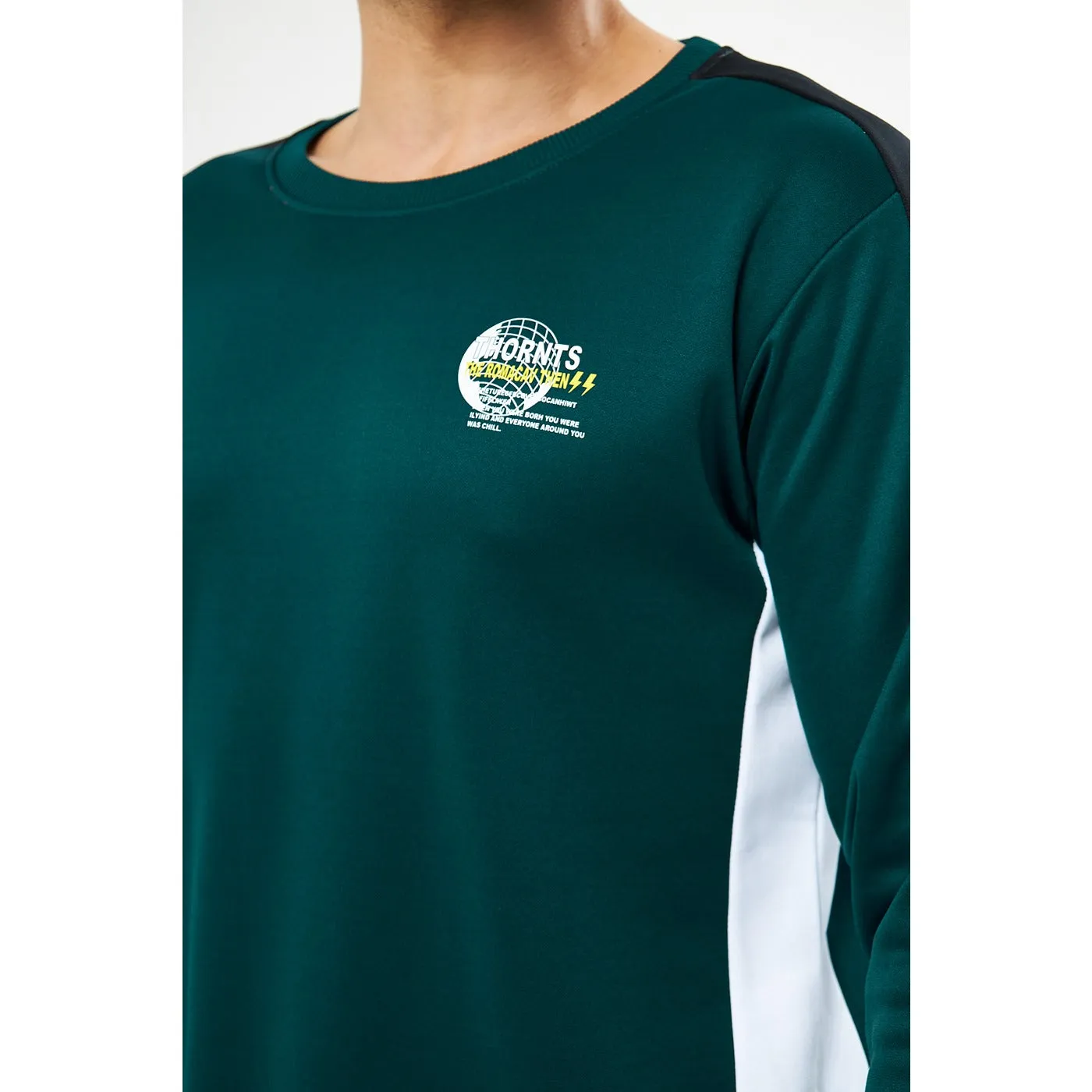 Green Stripe Crew Neck Sweatshirt