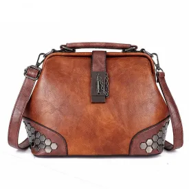 Hip Smart Leather Riveted Cross Body Shoulder Bag