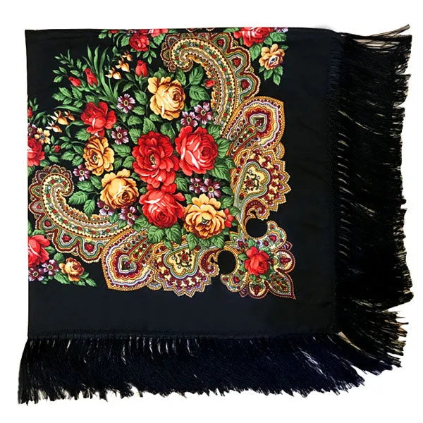 HOT Sale Russian Brand New Fashion Big Size Square Scarf Cotton Long Tassel Print Scarf in Spring Winter Shawl For Women floural