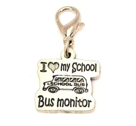 I Love My School Bus Monitor Zipper Pull