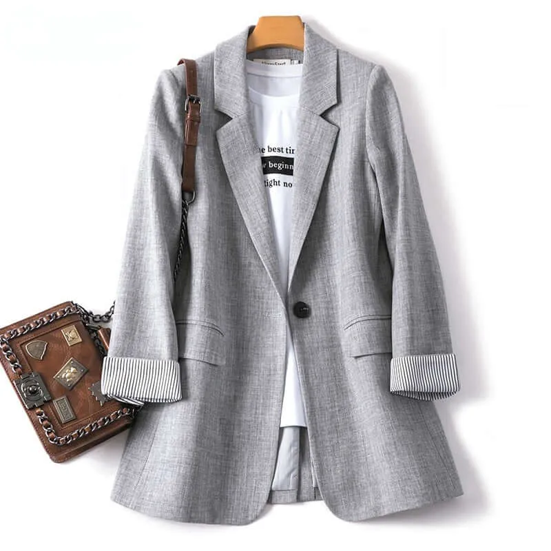 Ladies Long Sleeve Spring Casual Plaid Blazer New Fashion Business styling