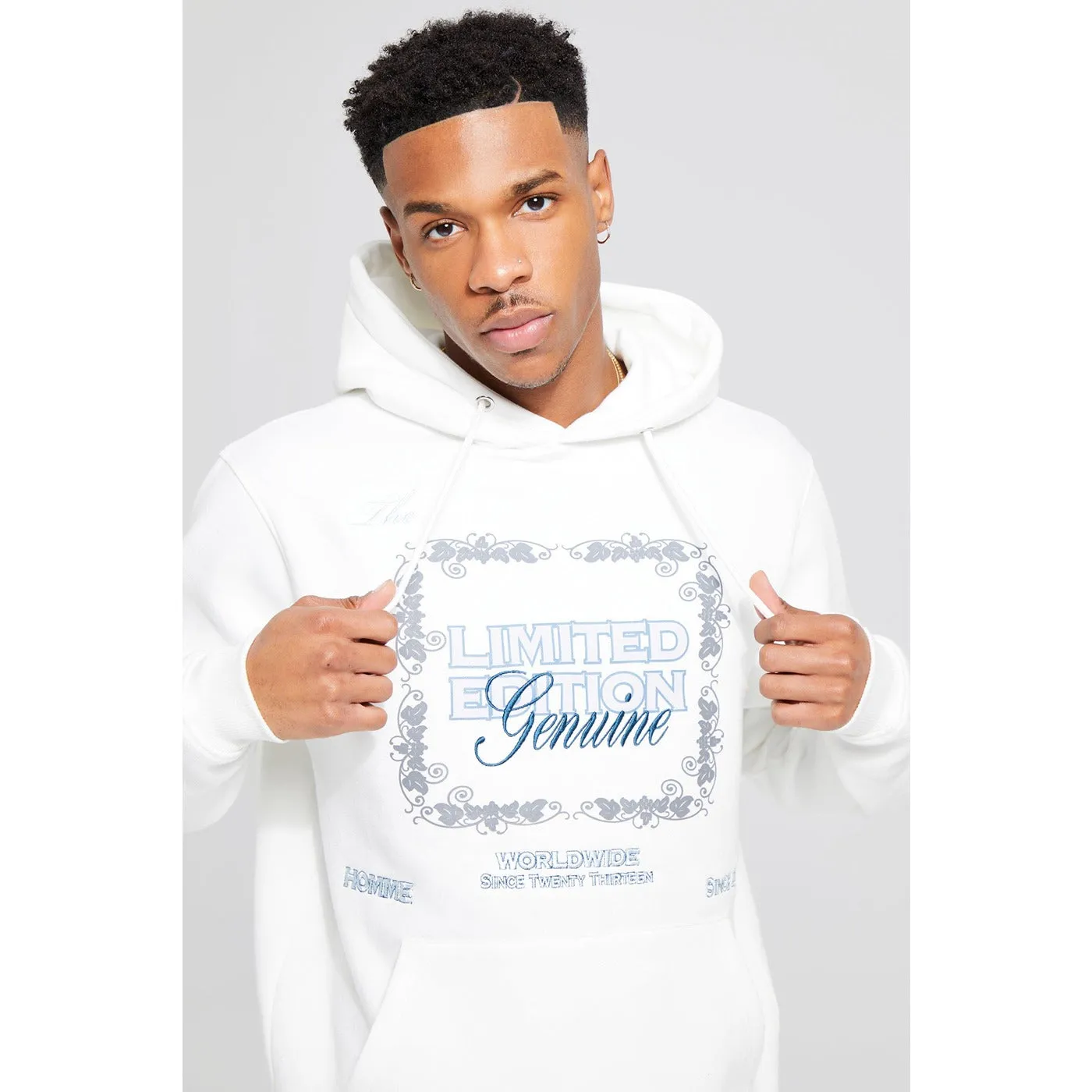 Limited Edition White Printed Hoodie