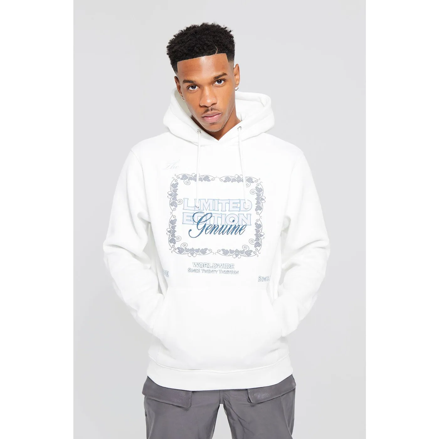 Limited Edition White Printed Hoodie