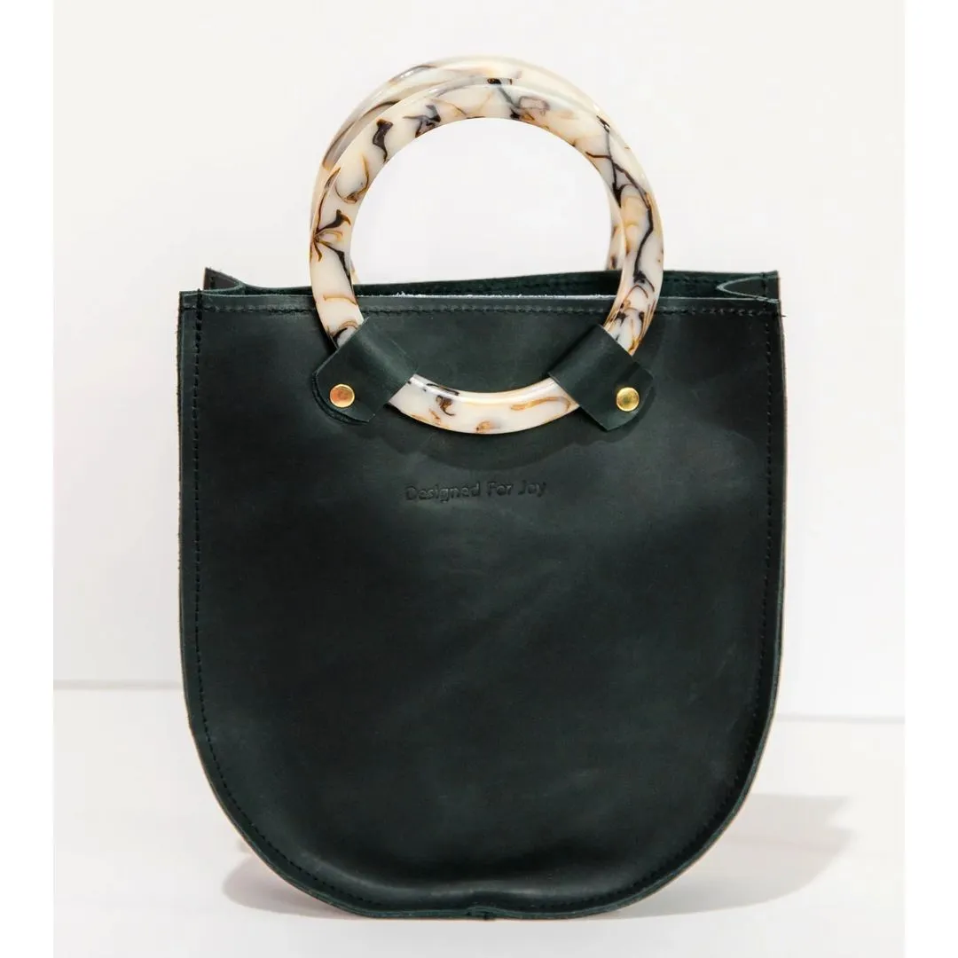 Lottie Leather Bag with Circle Handles