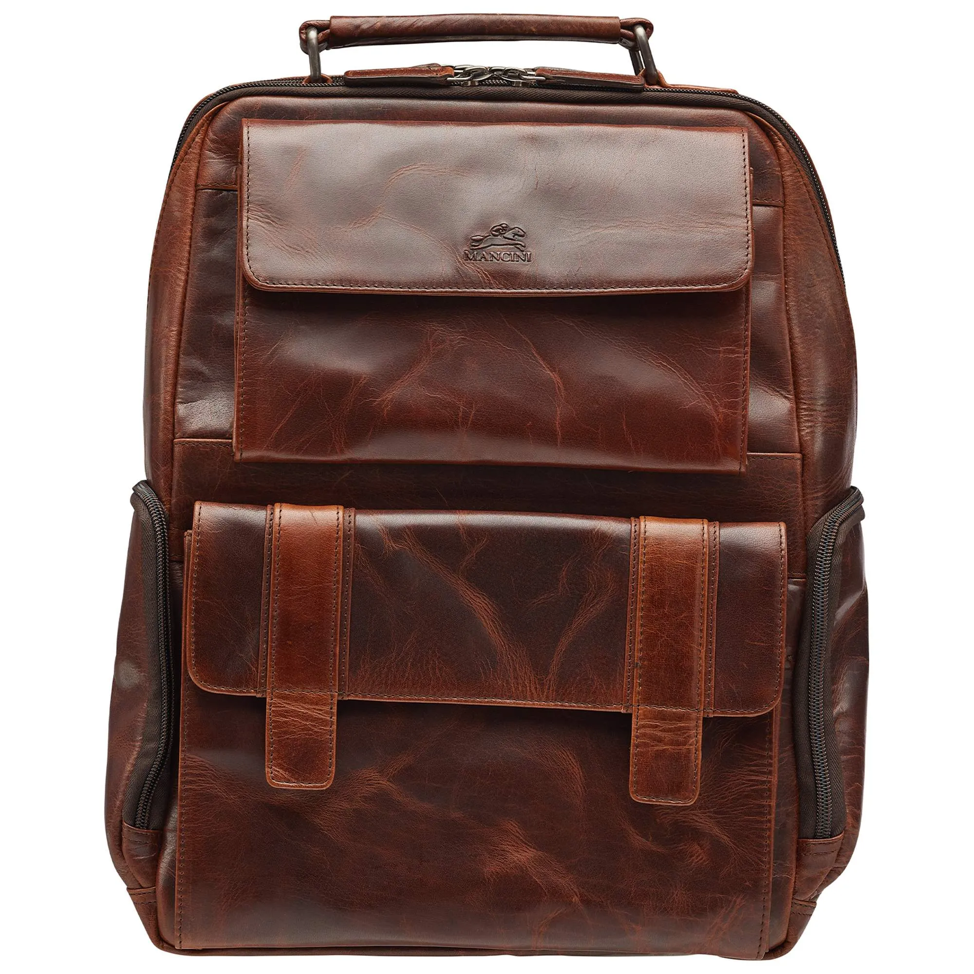 Mancini Leather Backpack with RFID Secure Pocket for 15.6” Laptop