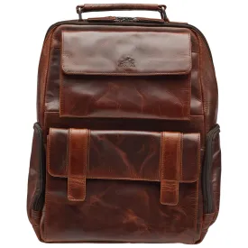 Mancini Leather Backpack with RFID Secure Pocket for 15.6” Laptop