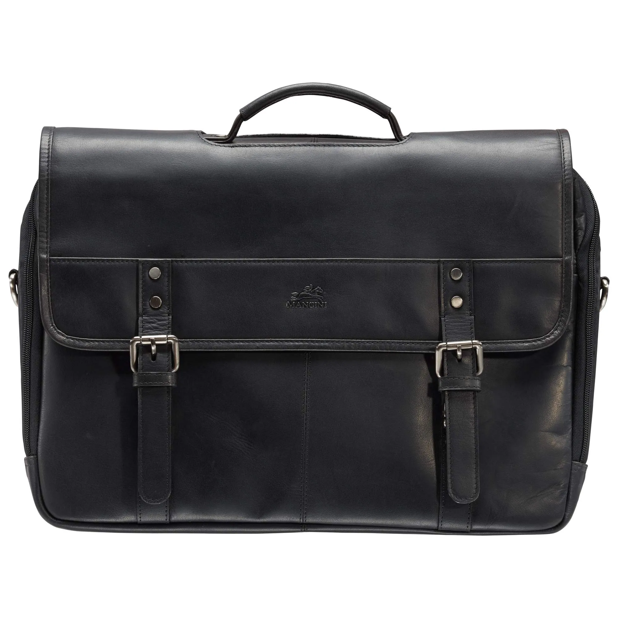 Mancini Leather Double Compartment Briefcase for Laptop and Tablet