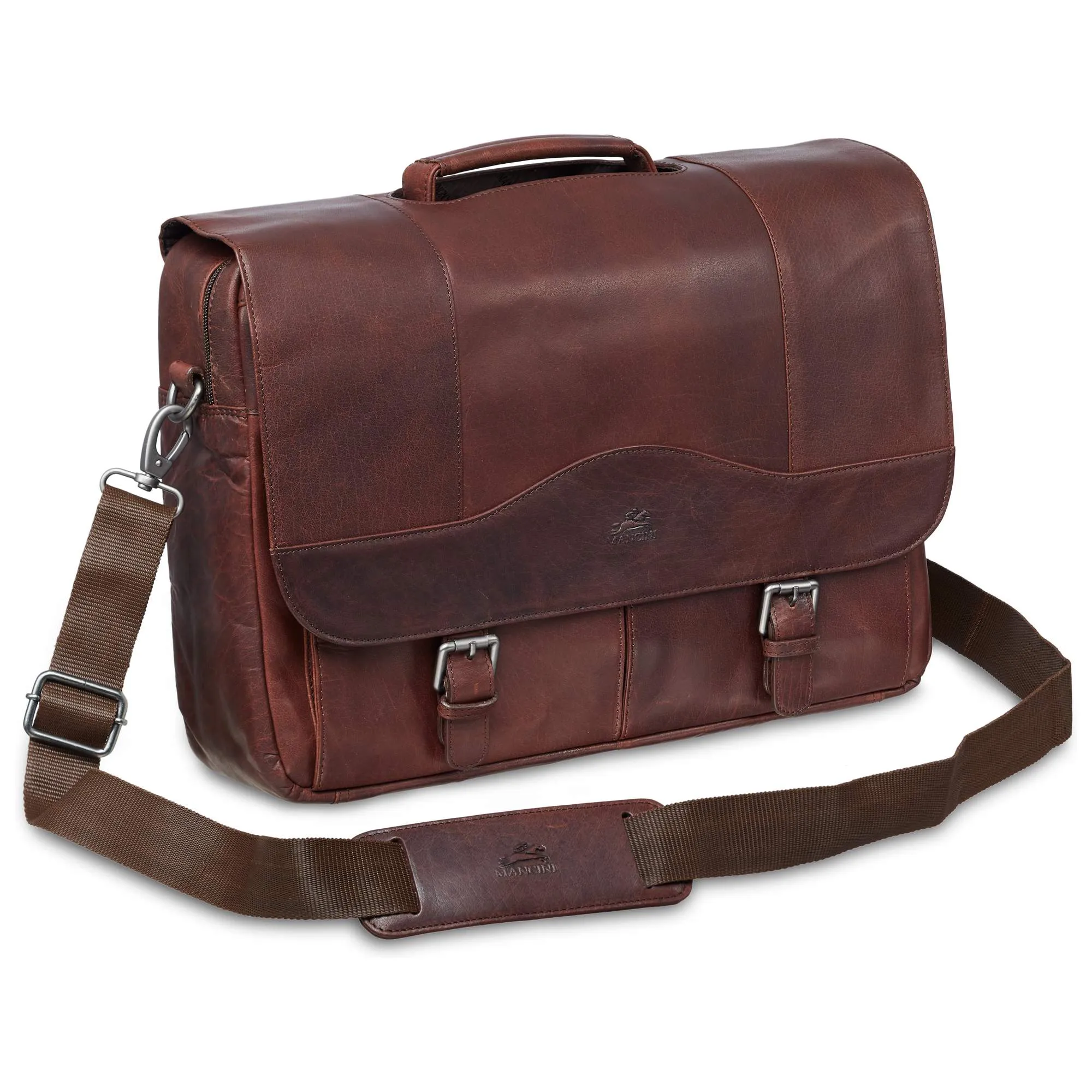 Mancini Leather Porthole briefcase for 15.6” Laptop / Tablet