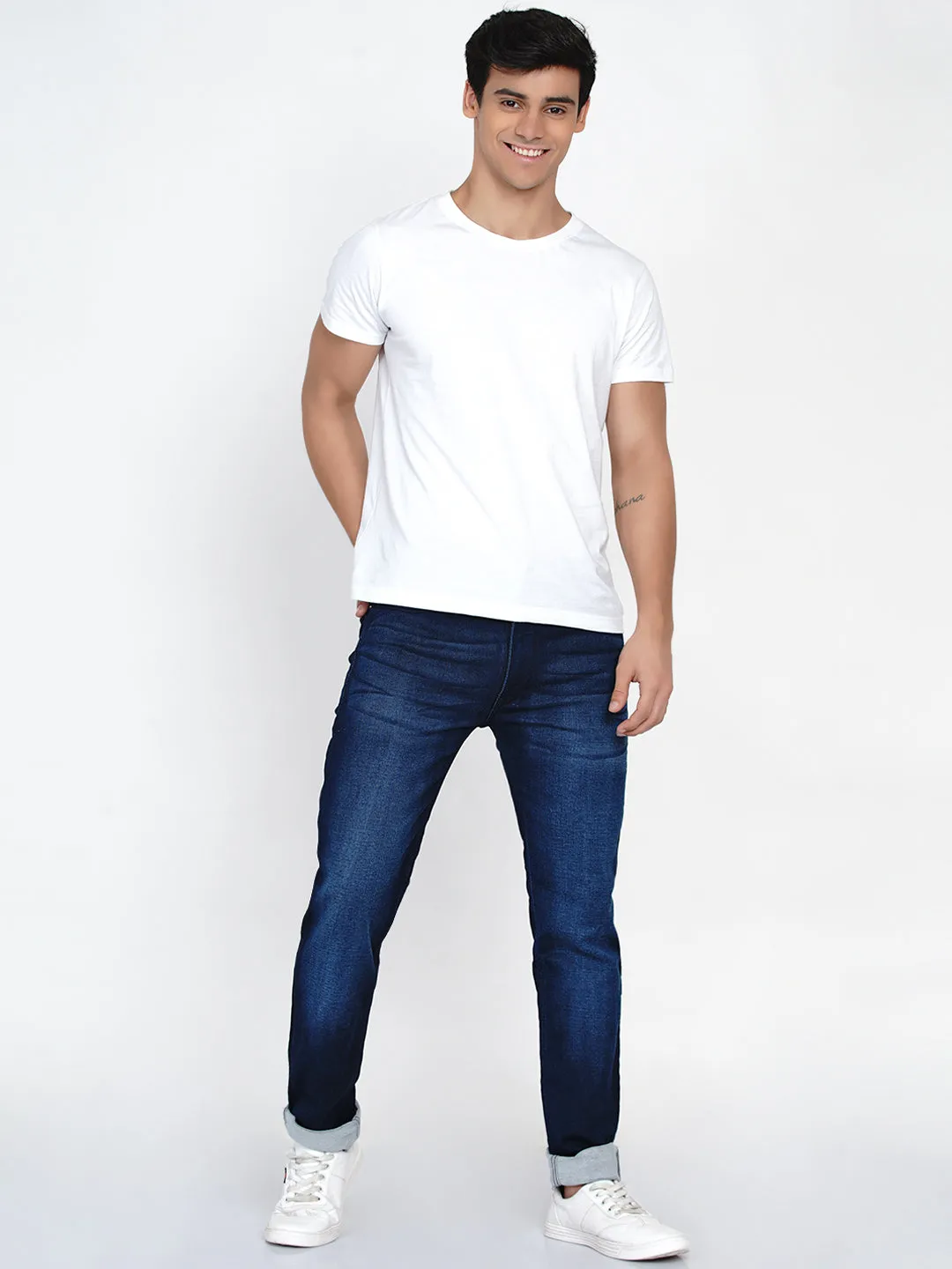 Men Blue Mid-Rise Light Fade Jeans