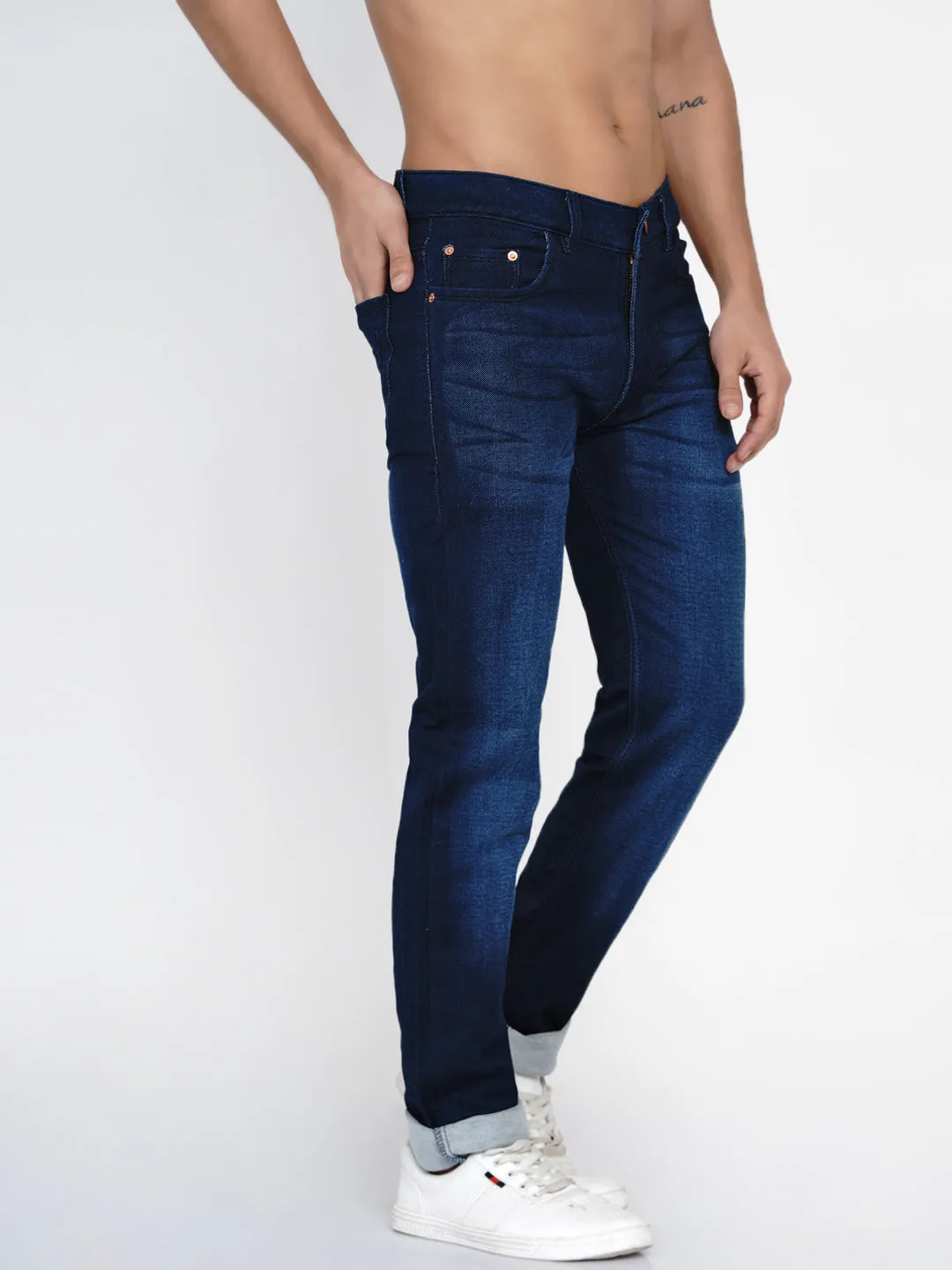 Men Blue Mid-Rise Light Fade Jeans