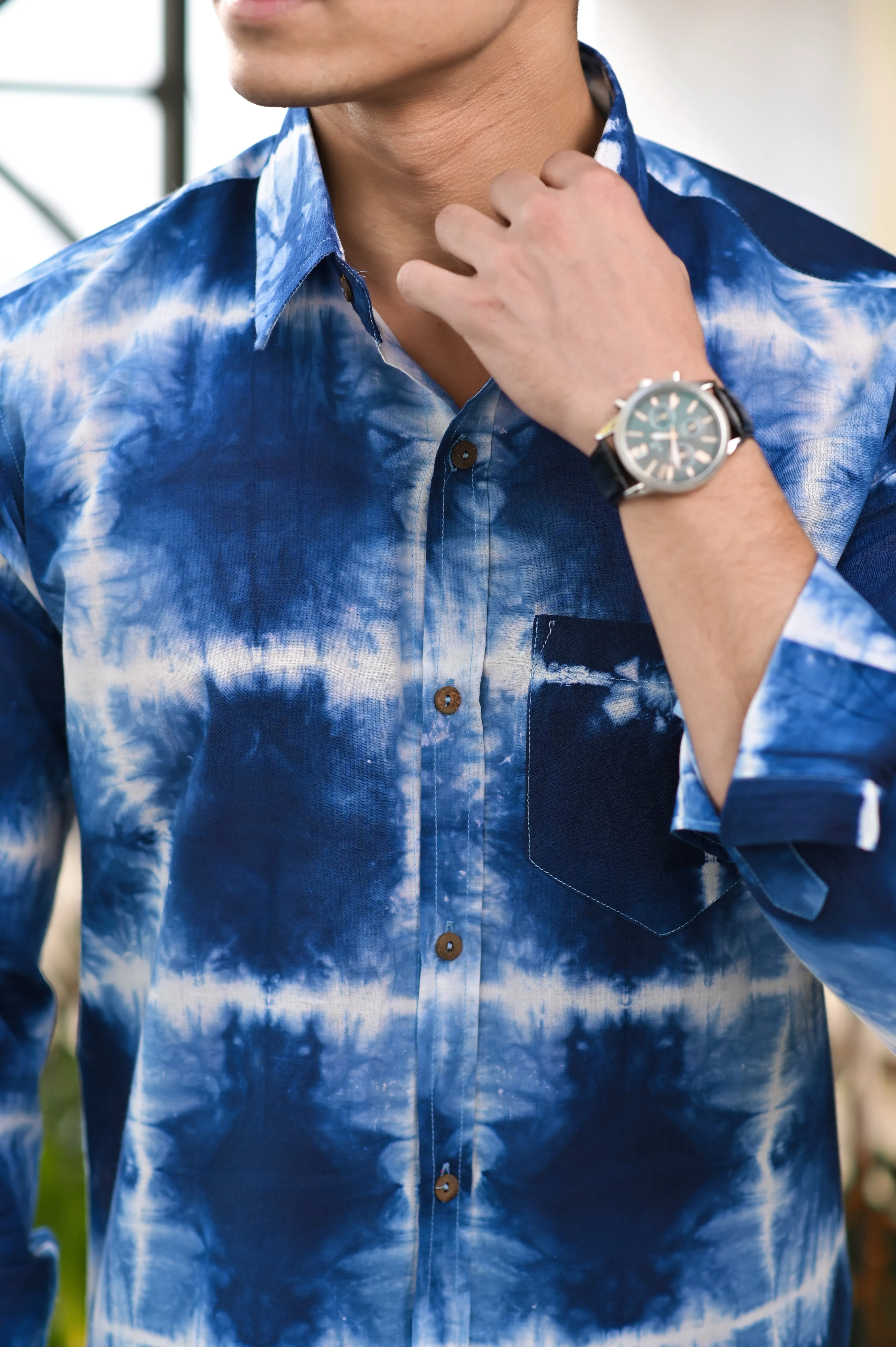 Men Tie  Dyed Cotton Casual Shirt